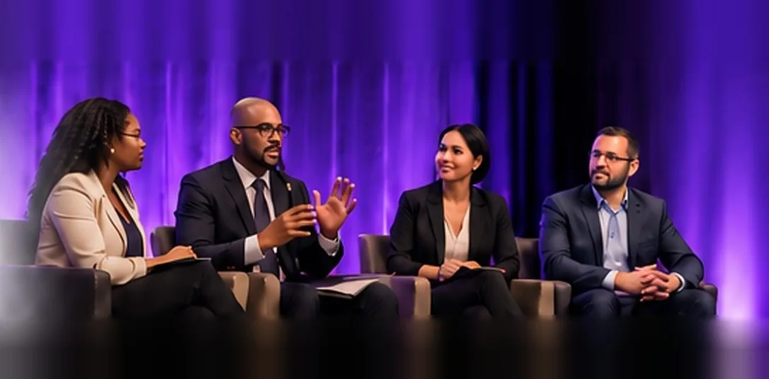 Four imaging professionals in conversation on the main stage